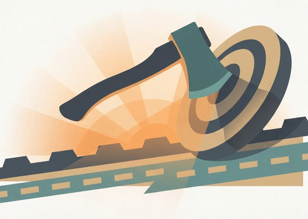 Illustration of an axe and a wooden throwing target
